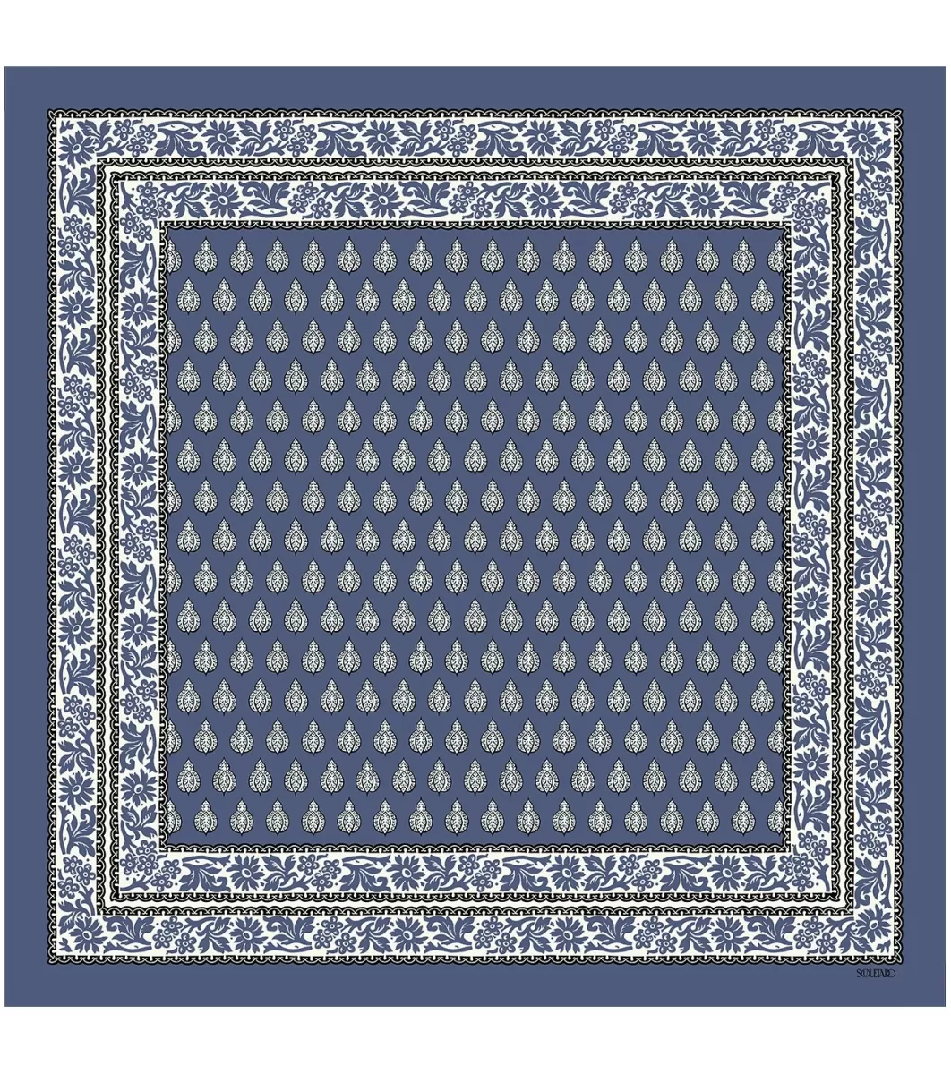 Outlet Bandana coton SCARABEE bleu denim 60 x 60 cm Femme Carré Coton | Toute La Collection