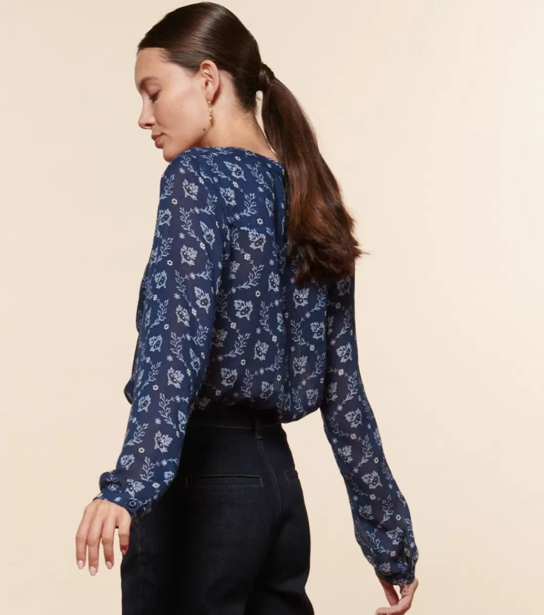 Flash Sale Blouse VIVI Feuille de Vigne marine ciel Femme Chemises & Blouses