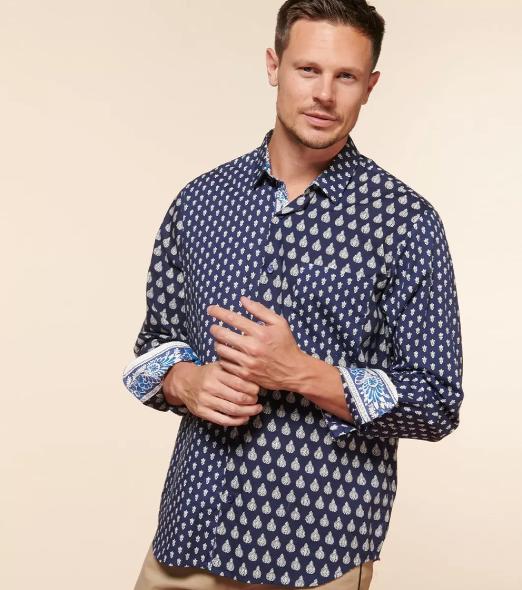 Outlet Chemise REGULAR Patch Mouche Scarabée marine Homme Chemises