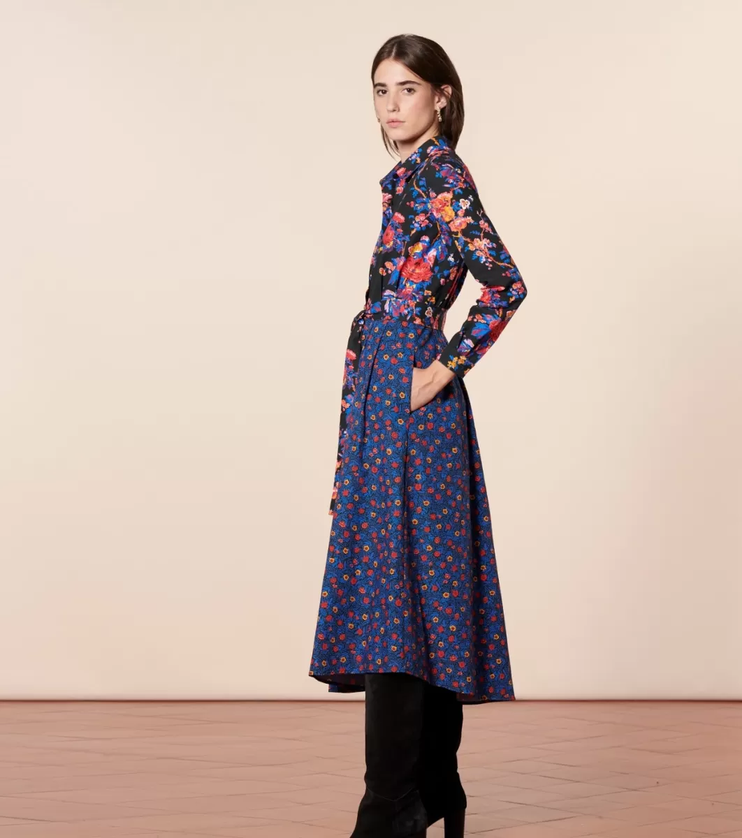 Shop Robe CONSTANCE Les Jardins de Saint Rémy noir bleu Femme Robes