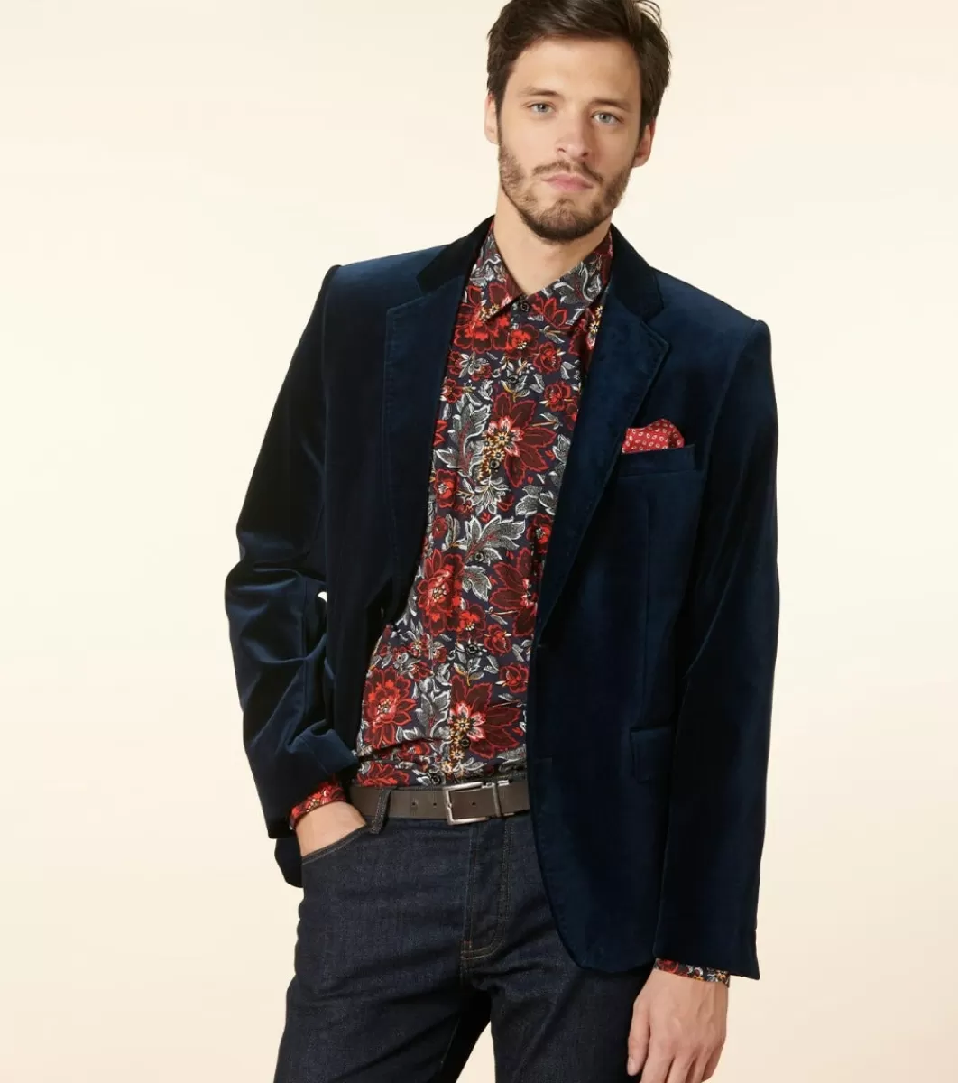 Store Veste DANDY Velours bleu nuit Homme Vestes & Manteaux